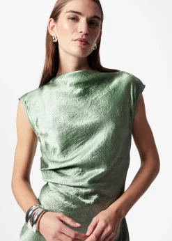 Schräg geschnittenes Midikleid aus Satin