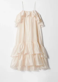 Schulterfreies Maxikleid mit Rüschen