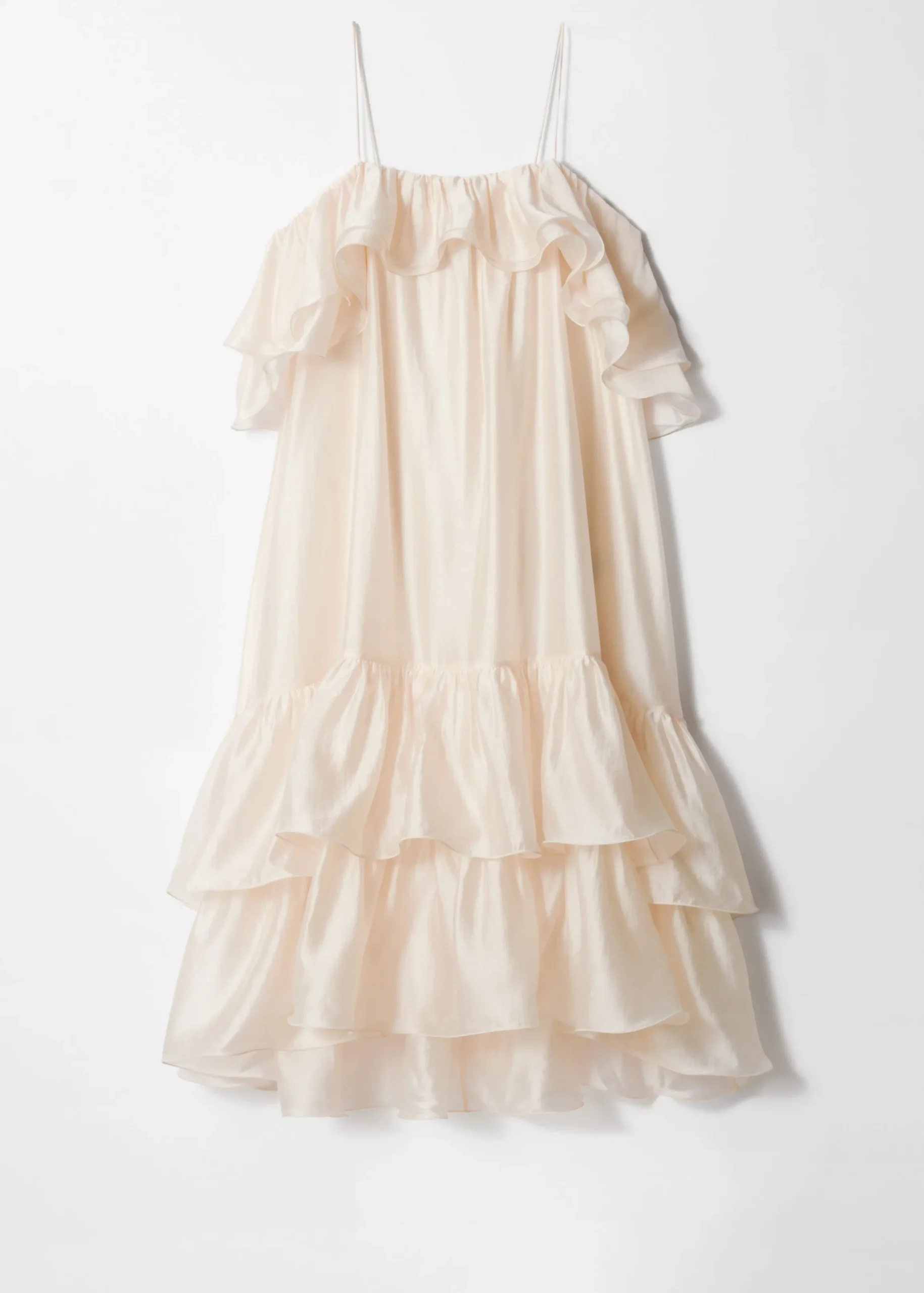 Schulterfreies Maxikleid mit Rüschen