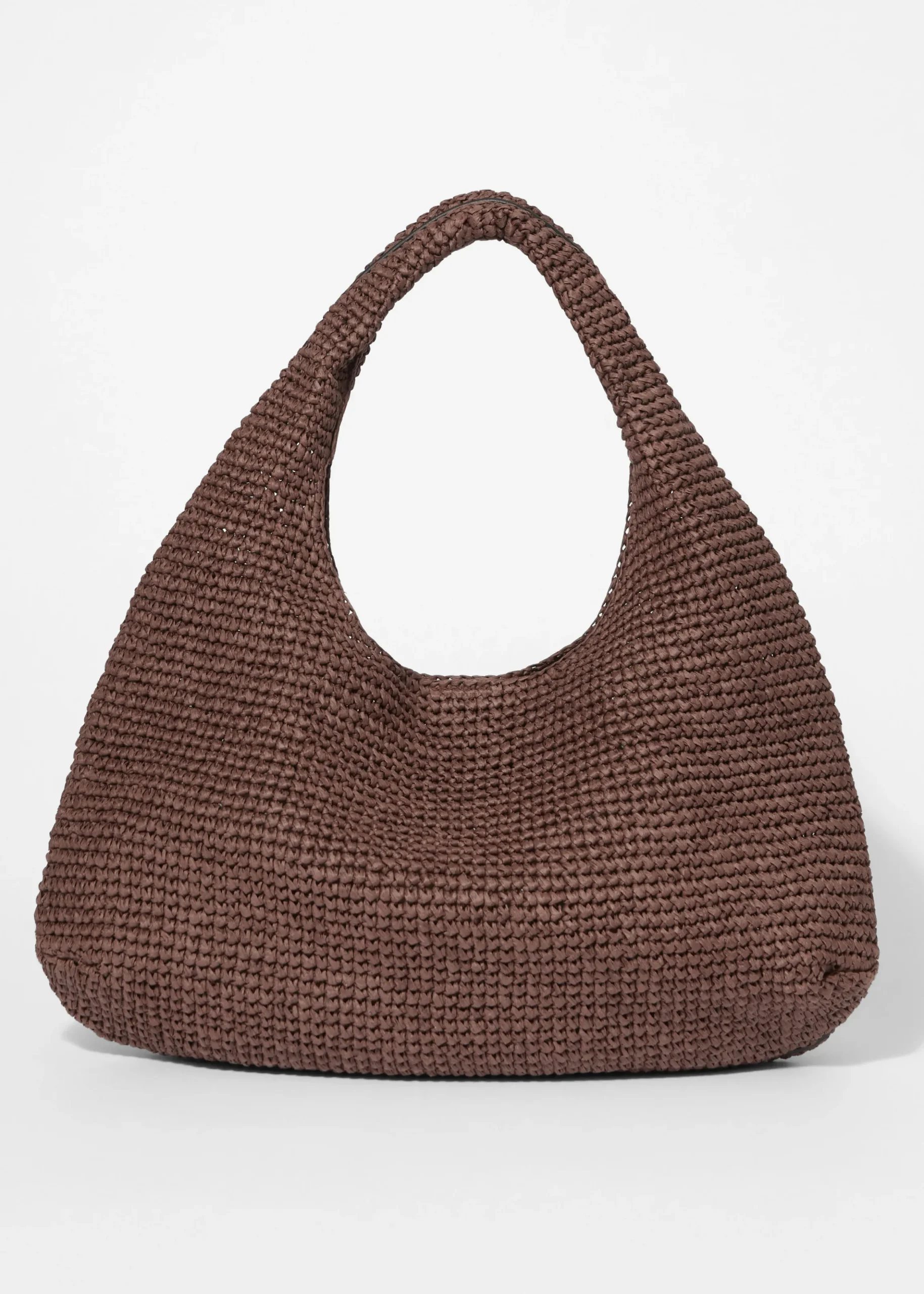 Schultertasche aus Stroh mit Lederpaspelierung