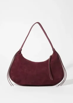 Schultertasche aus Veloursleder mit Fransen