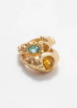 Skulpturierte Ringe im Set mit Schmucksteinen
