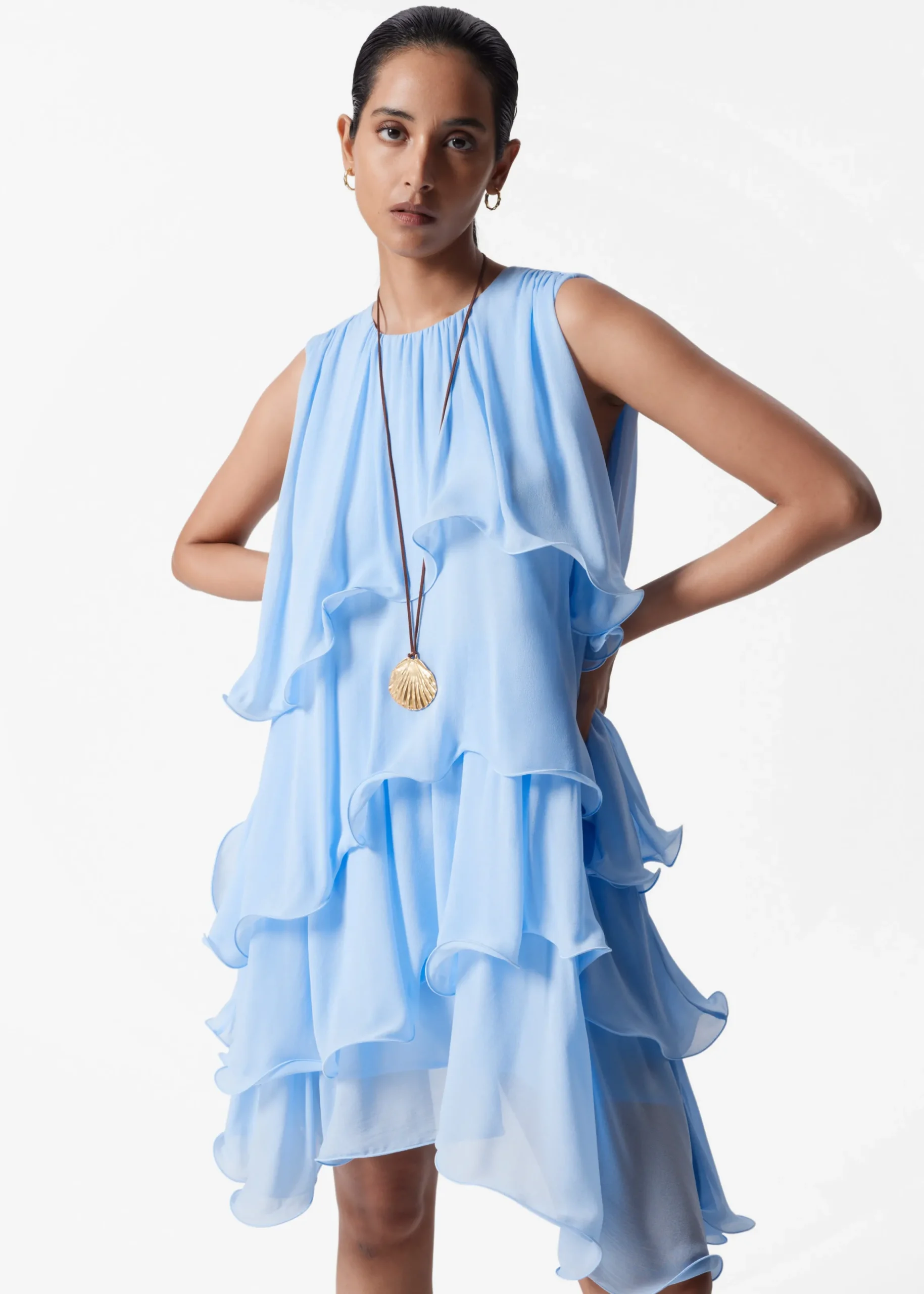 Sleeveless Frill Mini Dress