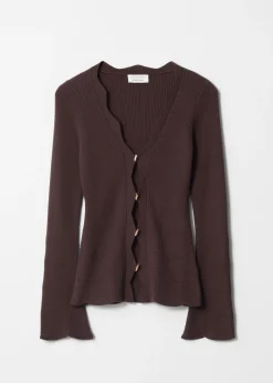 Strickjacke aus Merinowoll-Mix mit Wellenkante