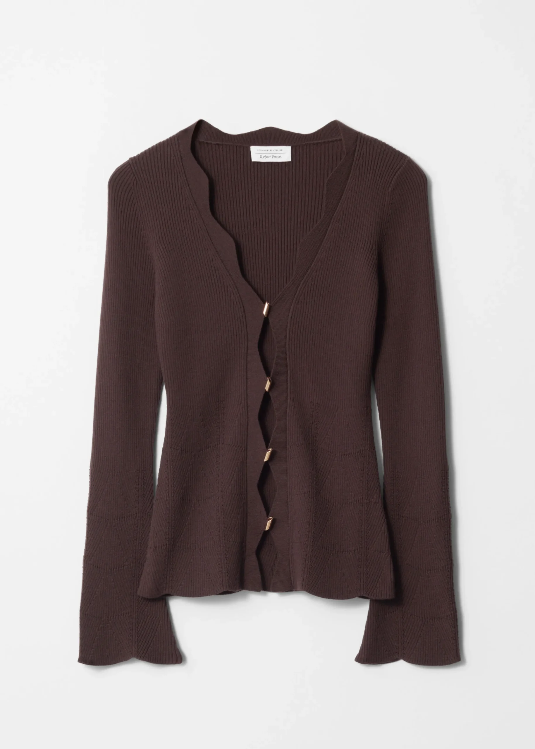 Strickjacke aus Merinowoll-Mix mit Wellenkante