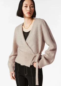 Strickjacke aus Mohair-Mix in Wickeloptik