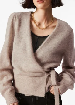 Strickjacke aus Mohair-Mix in Wickeloptik