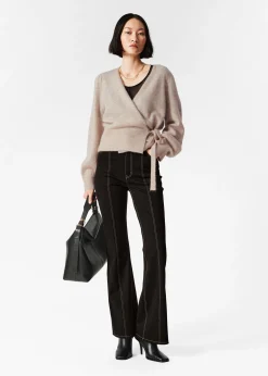 Strickjacke aus Mohair-Mix in Wickeloptik