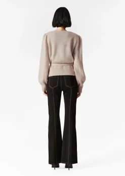 Strickjacke aus Mohair-Mix in Wickeloptik