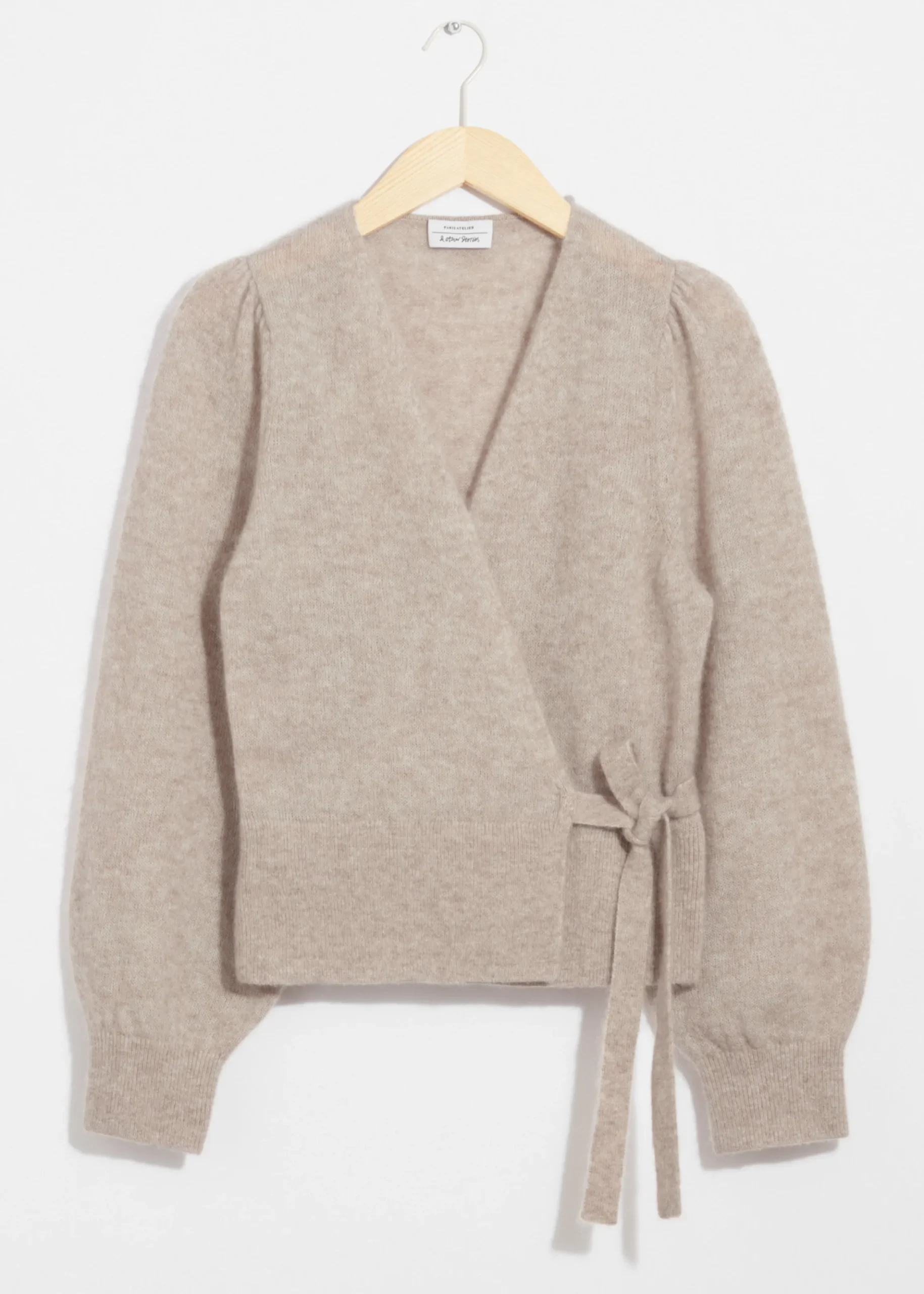 Strickjacke aus Mohair-Mix in Wickeloptik