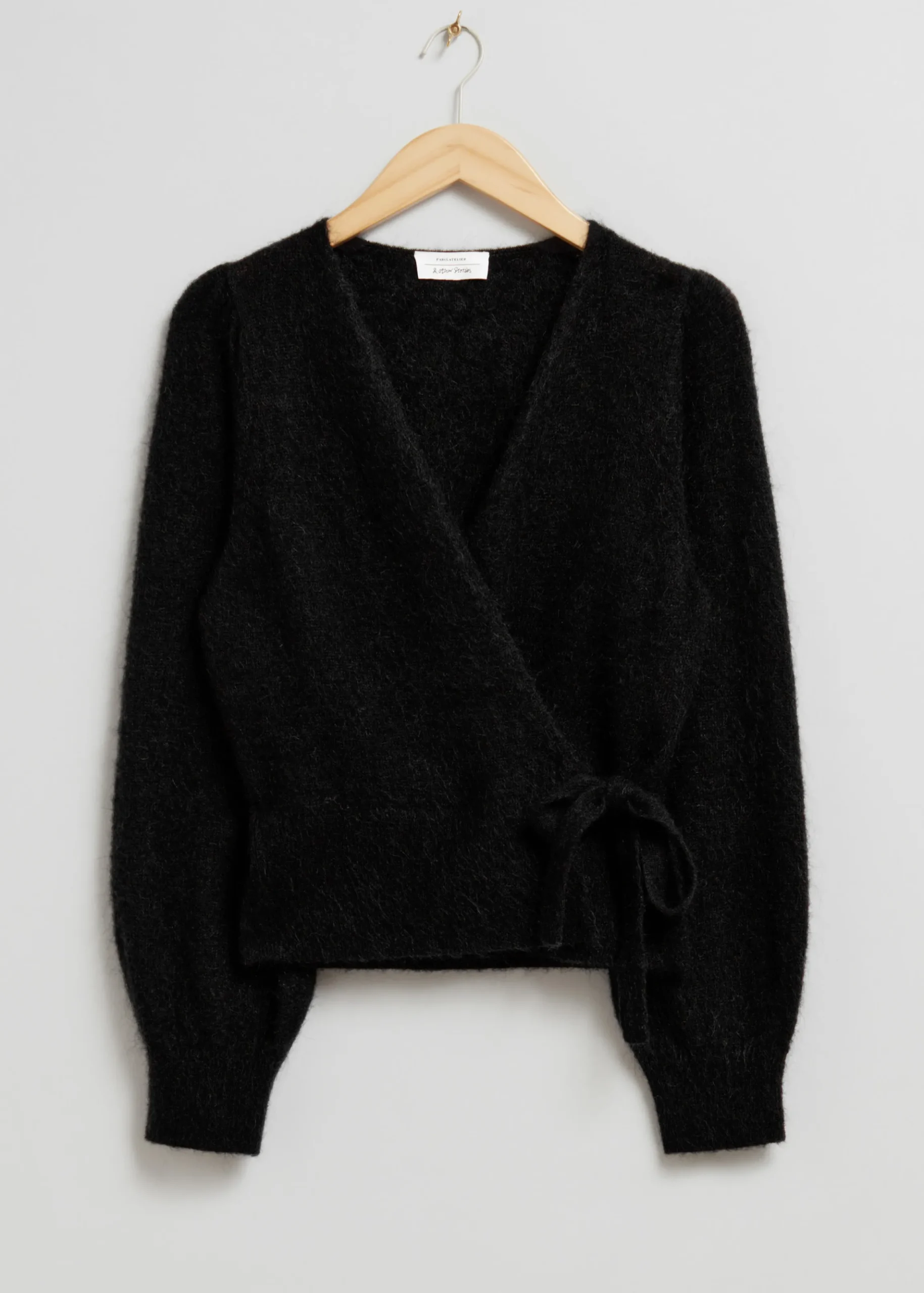 Strickjacke aus Mohair-Mix in Wickeloptik
