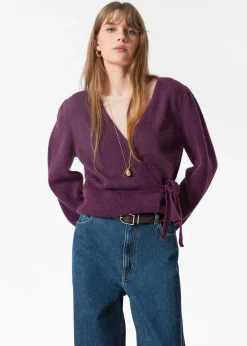 Strickjacke aus Mohair-Mix in Wickeloptik