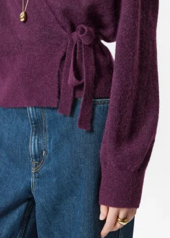 Strickjacke aus Mohair-Mix in Wickeloptik