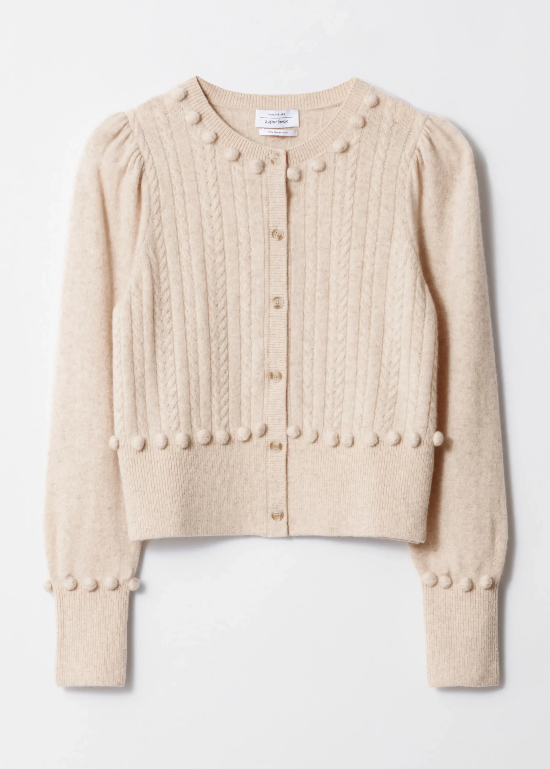 Strickjacke aus Wolle mit Zopfmuster