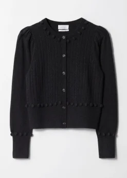 Strickjacke aus Wolle mit Zopfmuster