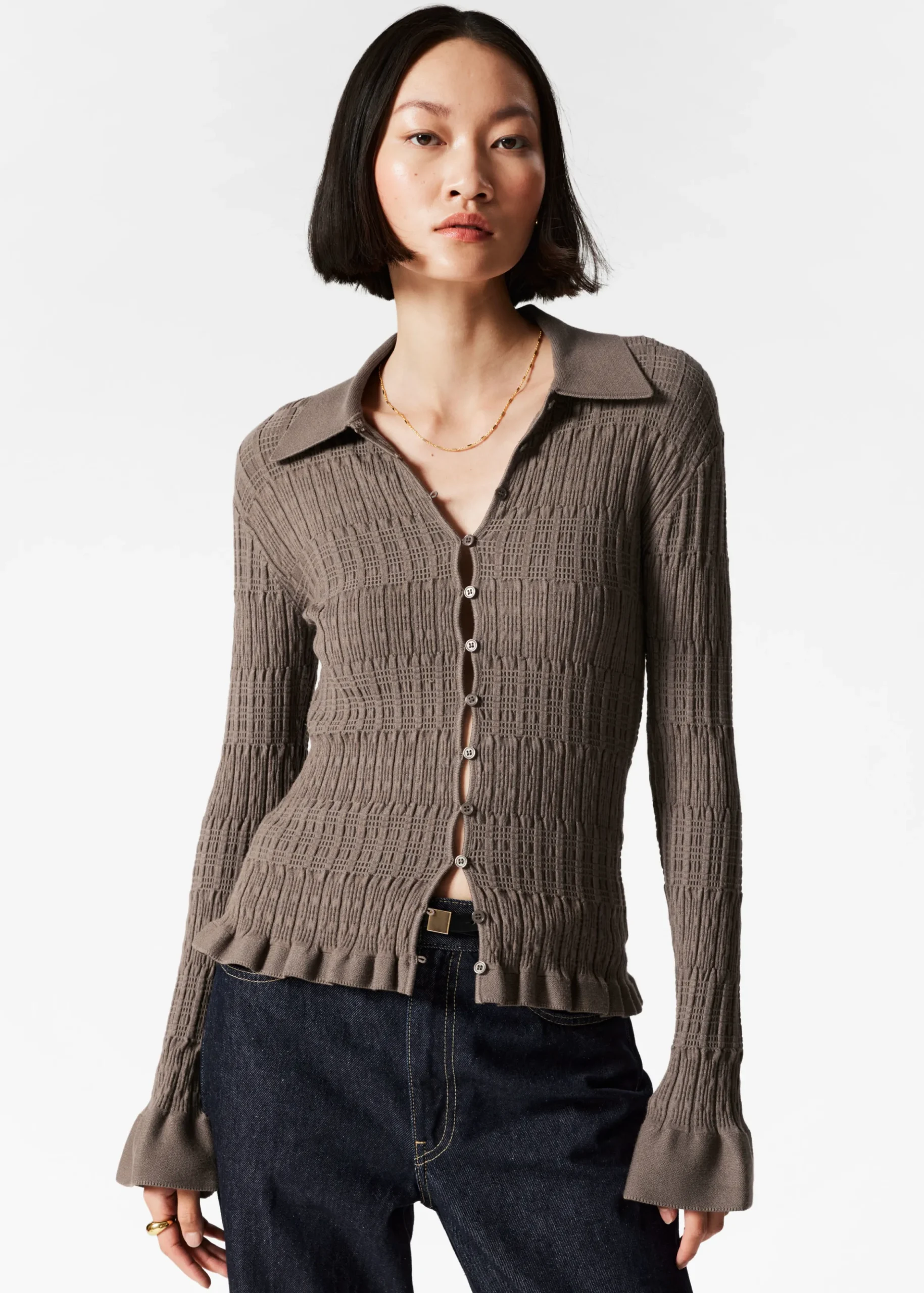 Strickjacke mit Kragen
