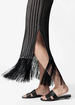 Strickkleid in Midilänge mit Fransen