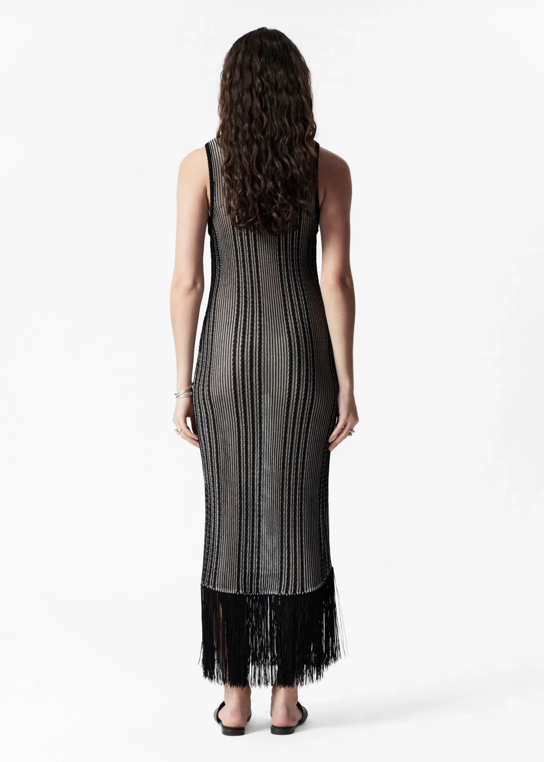 Strickkleid in Midilänge mit Fransen
