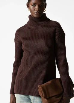 Strickpullover aus Wolle mit Rollkragen