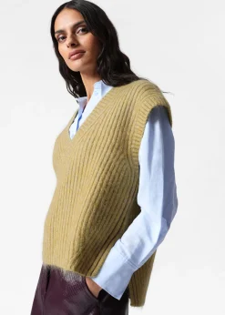 Strickweste mit V-Ausschnitt aus Mohair-Mix