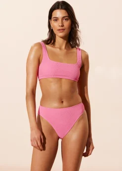 Strukturierte, hoch sitzende Bikinihose