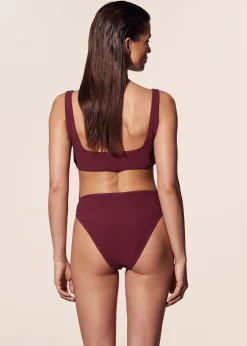 Strukturierte, hoch sitzende Bikinihose