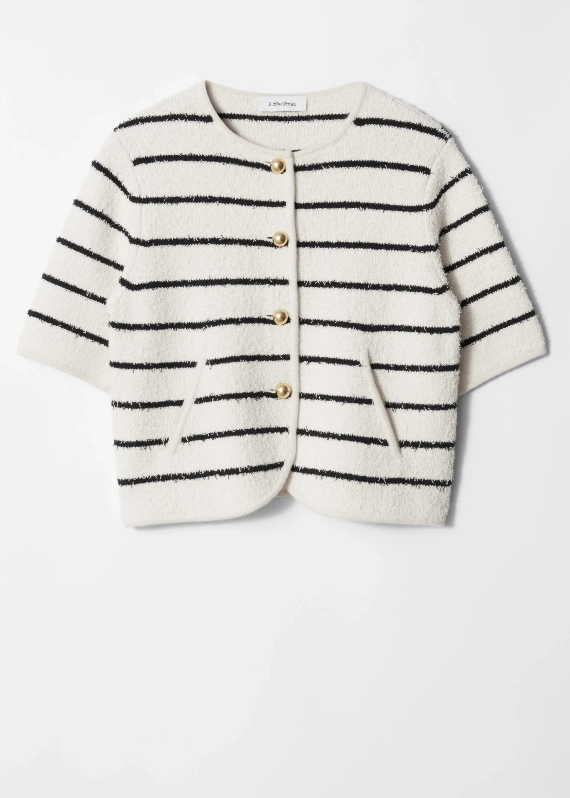Strukturierte Strickjacke mit kurzen Ärmeln