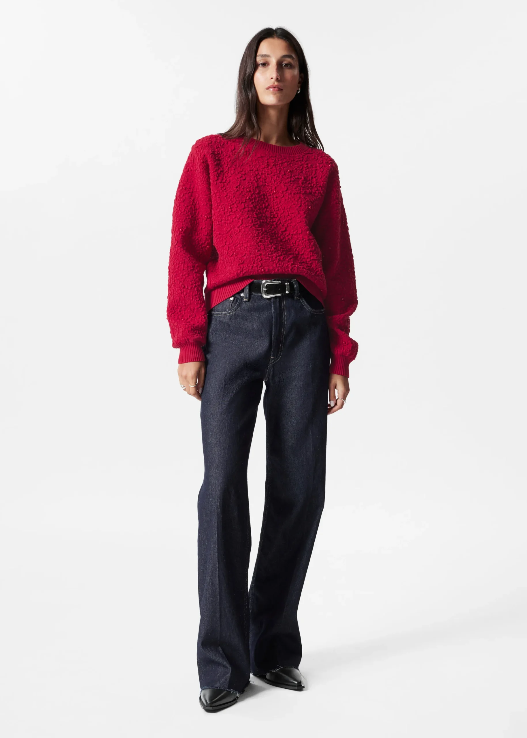 Strukturierter Jacquard-Strickpullover