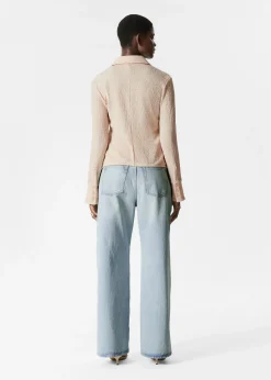 Strukturiertes Poloshirt mit langen Ärmeln