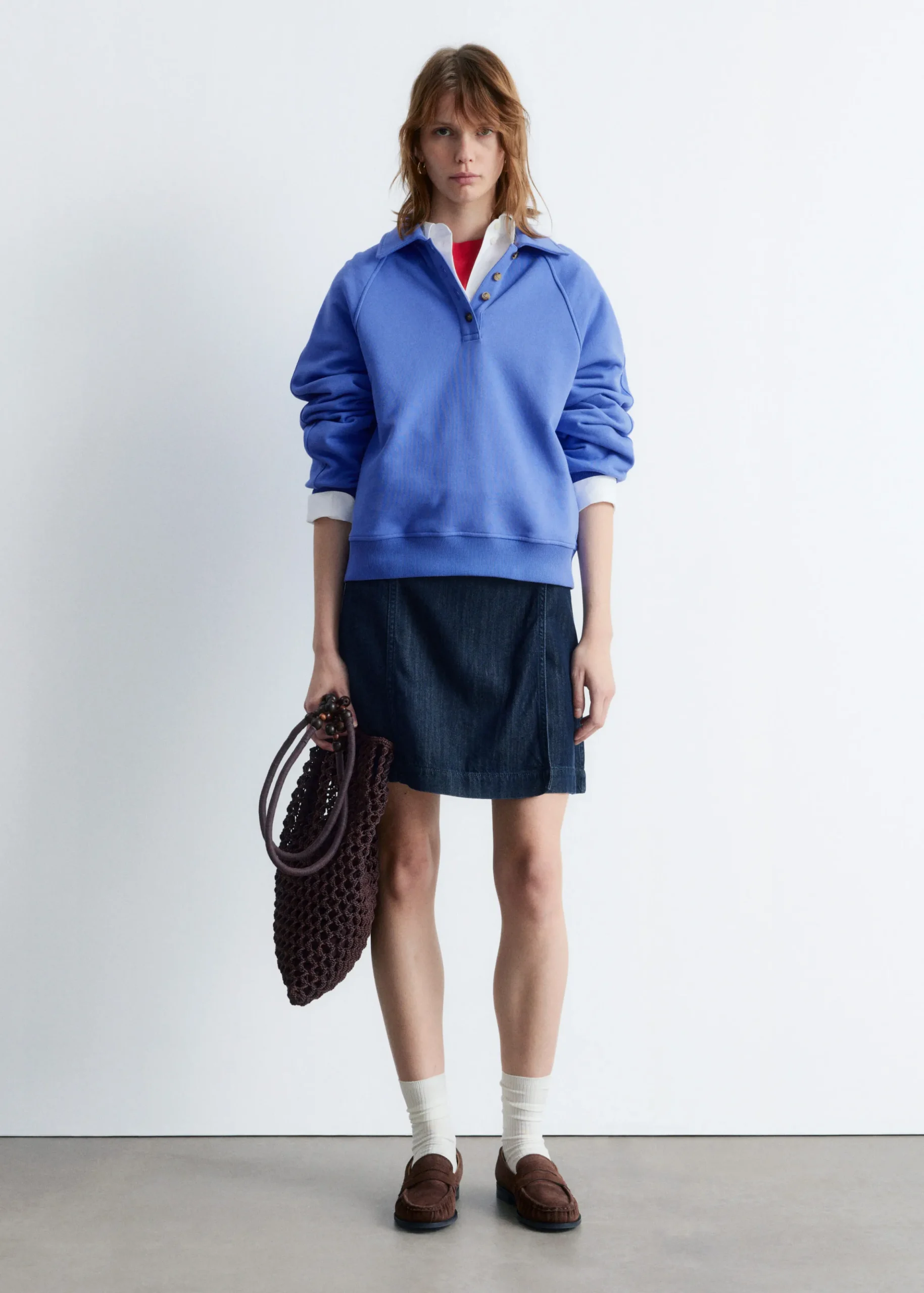 Sweatshirt mit Polokragen