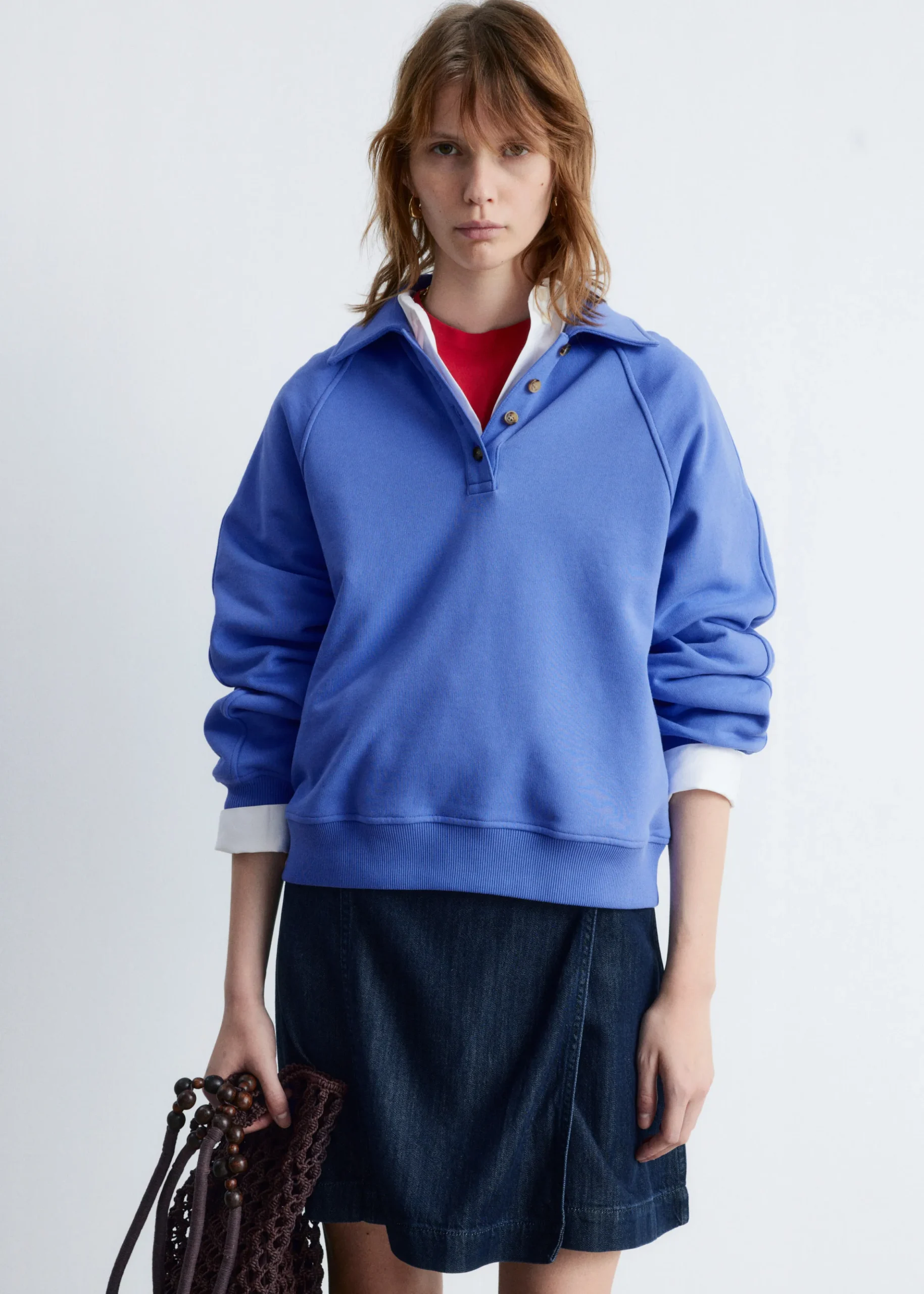 Sweatshirt mit Polokragen