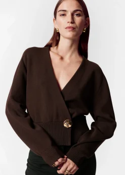 Taillierte Strickjacke in Wickeloptik