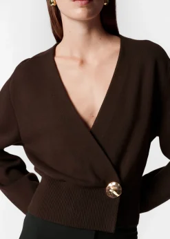 Taillierte Strickjacke in Wickeloptik