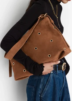 Tasche aus Veloursleder mit Ösen