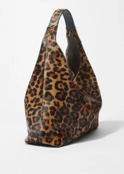 Tragetasche aus Leder mit Leopardenmuster
