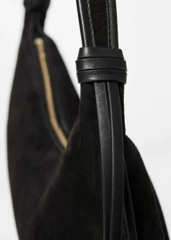 Tragetasche aus Veloursleder mit Fransen