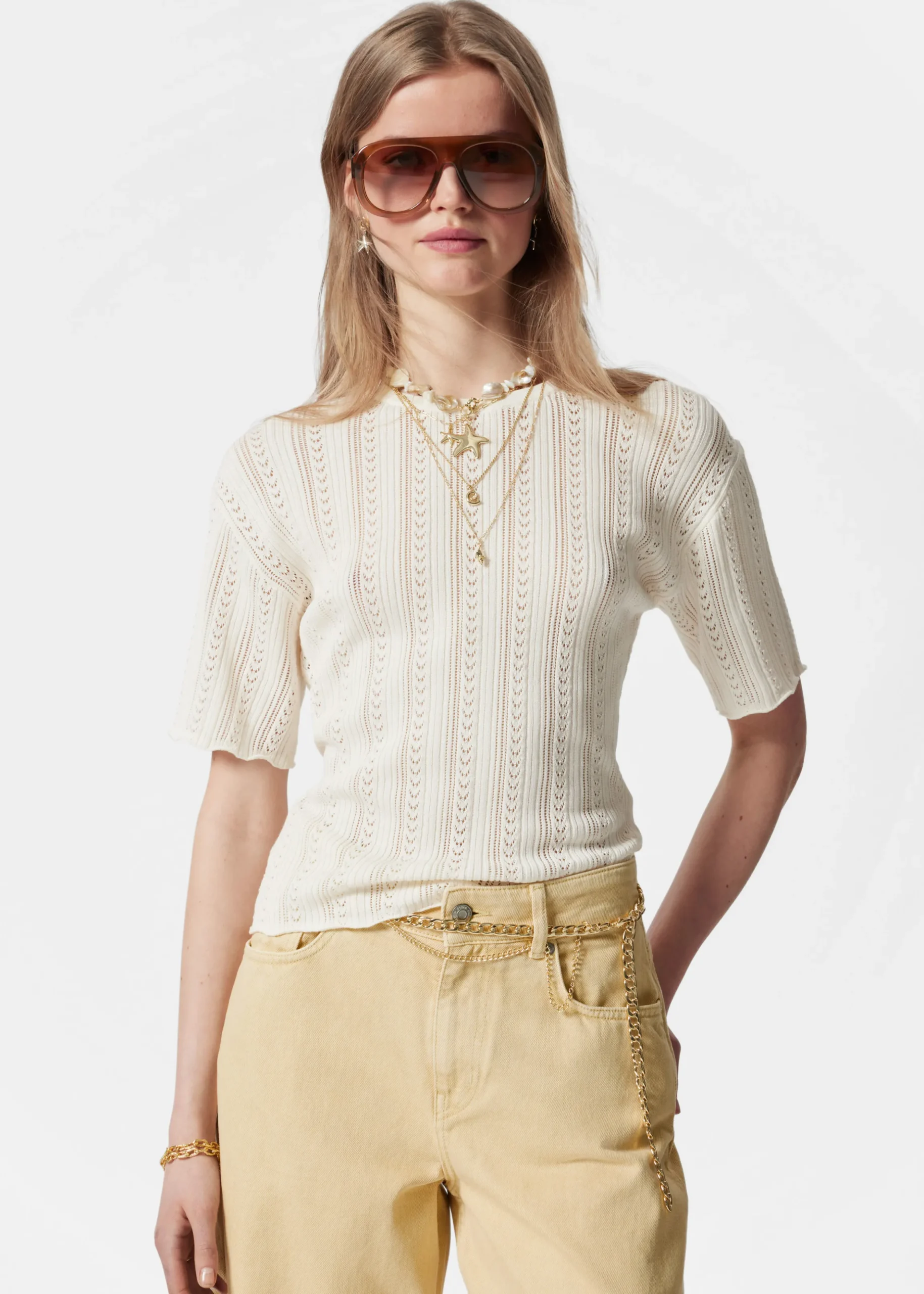 T-Shirt aus Pointelle-Strick
