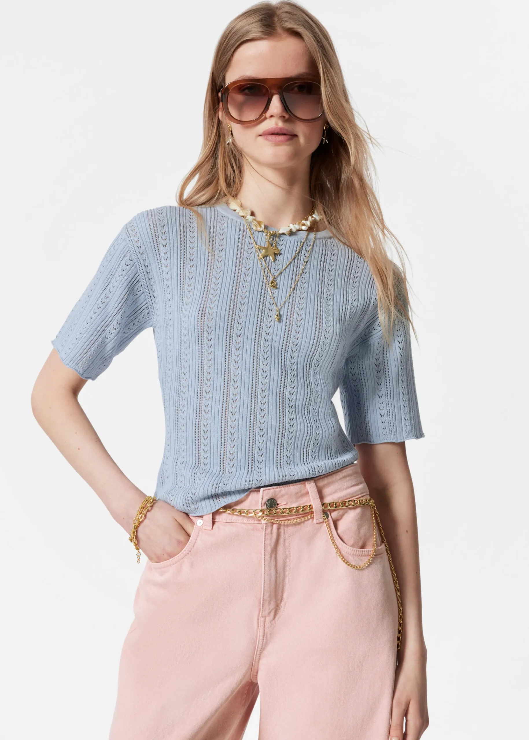 T-Shirt aus Pointelle-Strick