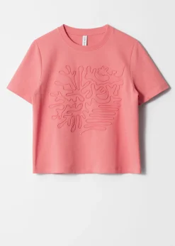 T-Shirt mit Blumenapplikation