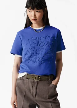 T-Shirt mit Blumenapplikation