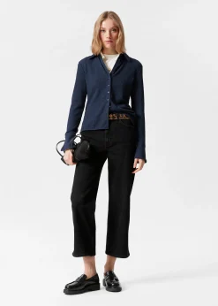 Verkürzte Jeans mit weitem Bein