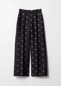 Weite Jacquard-Hose mit Metallic-Muster
