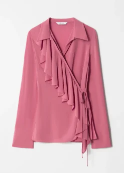 Wickelbluse mit Rüschen