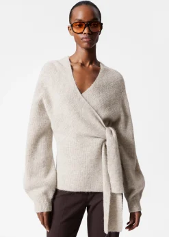 Wickel-Strickjacke aus Alpaka-Mix