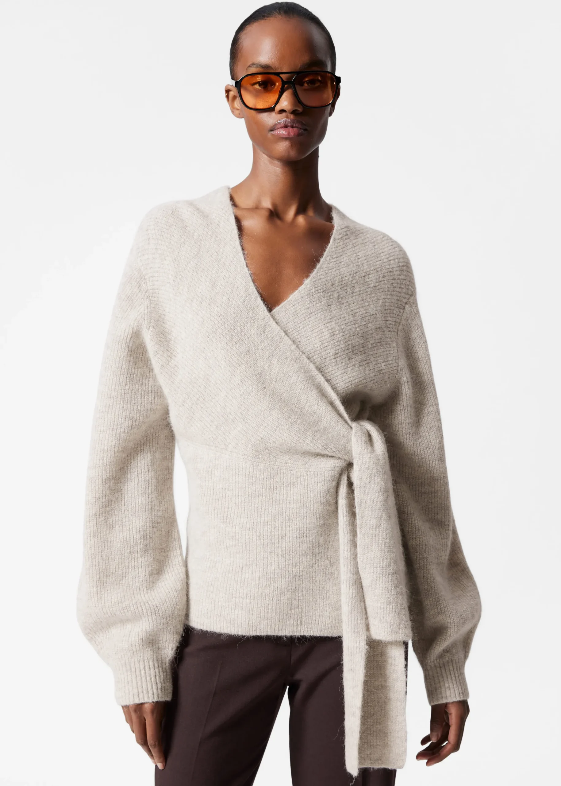 Wickel-Strickjacke aus Alpaka-Mix