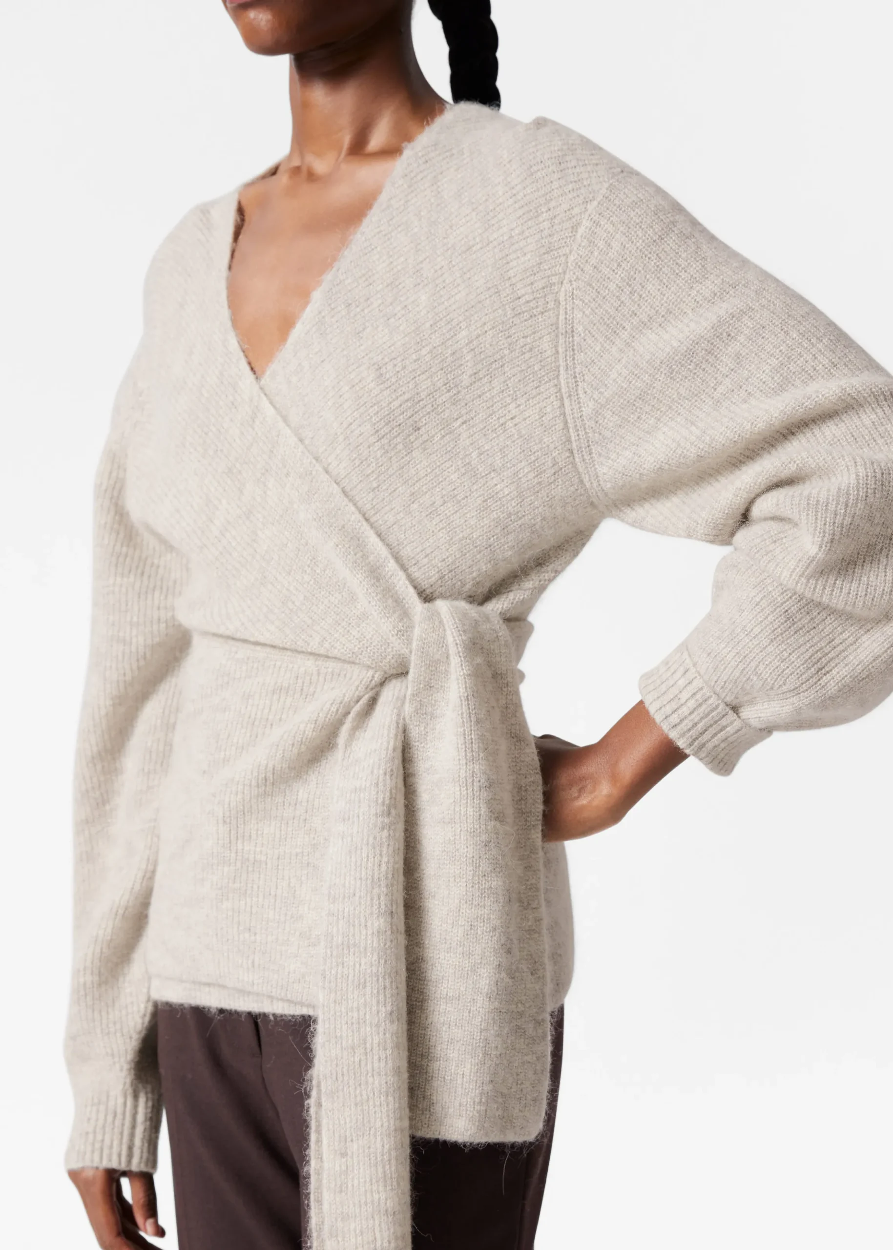 Wickel-Strickjacke aus Alpaka-Mix