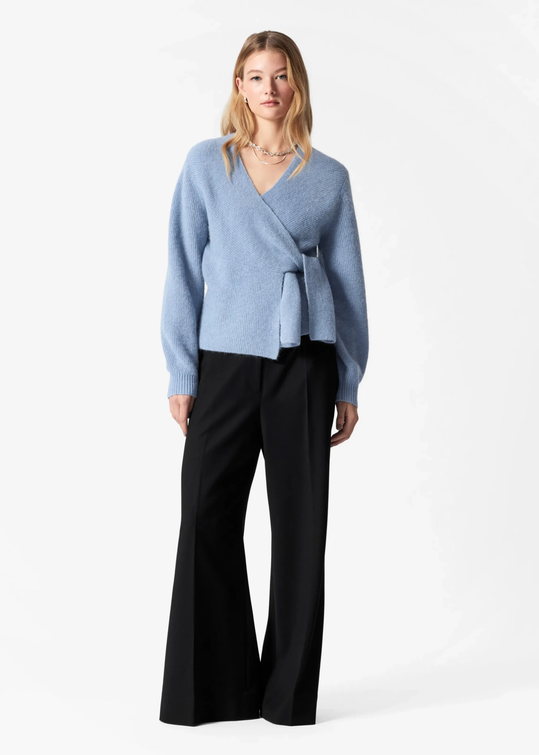 Wickel-Strickjacke aus Alpaka-Mix