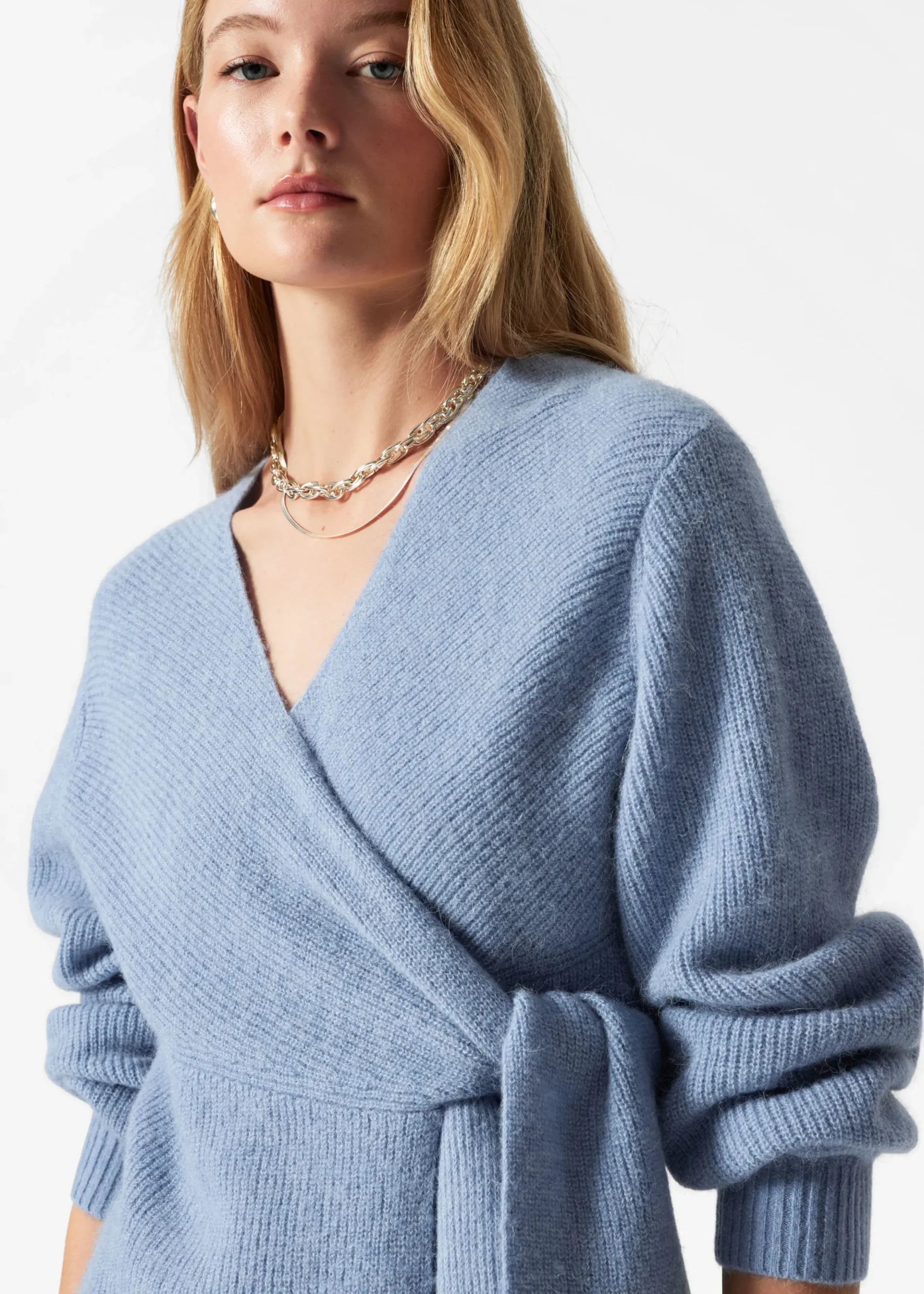 Wickel-Strickjacke aus Alpaka-Mix